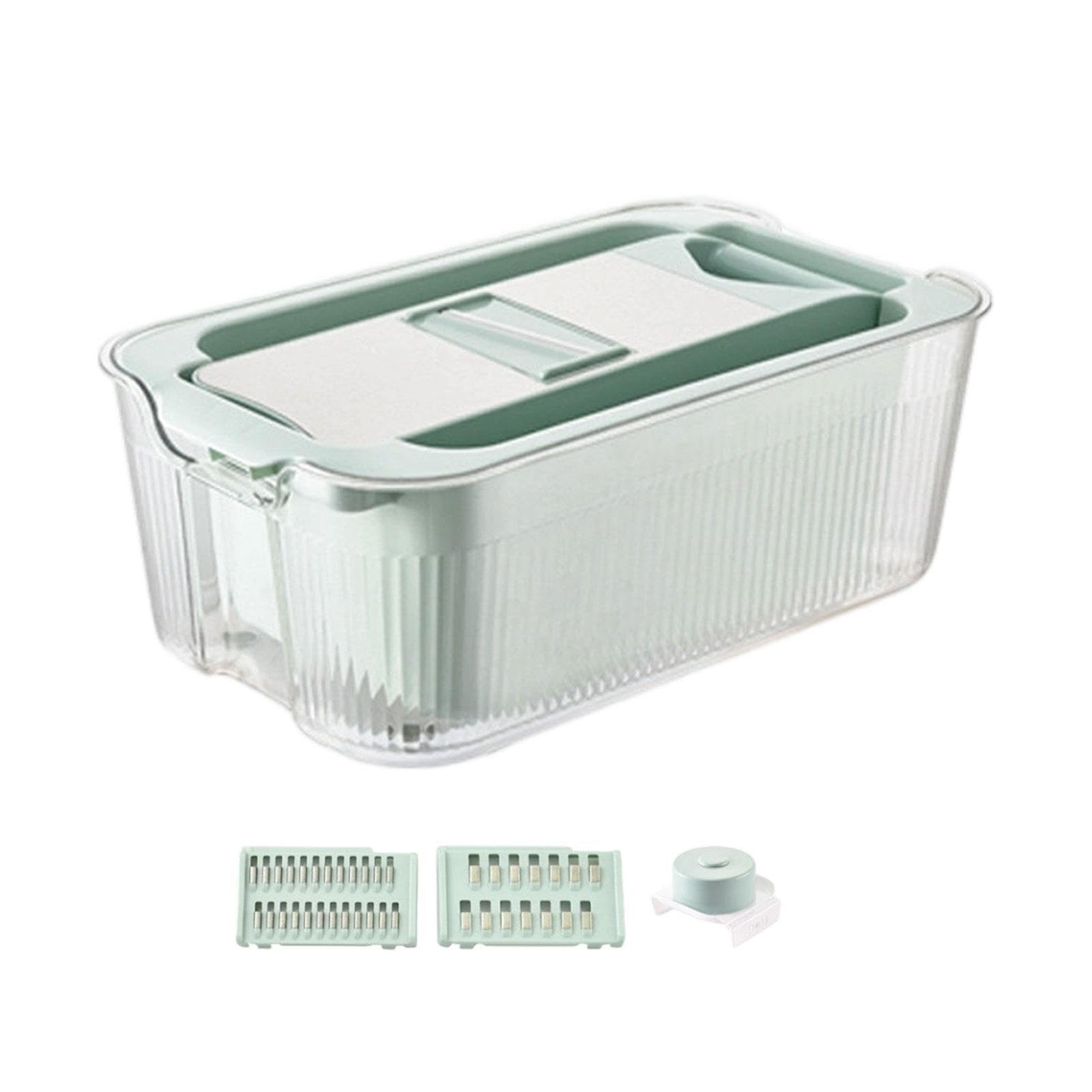 Gralara Mandolina para Cortar Verduras y Frutas, utensilio de Acero Inoxidable con Recipiente, Azul con 3 Cuchillas, Individual