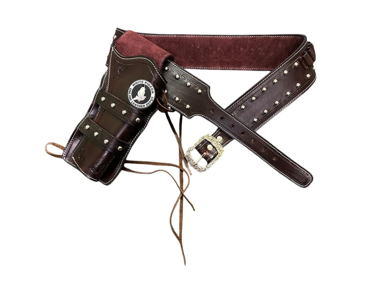 Cowboy Western Ammo Leather Vintage Cartridge Belt .44 45. (Brown Left Hand, Size 5 (46