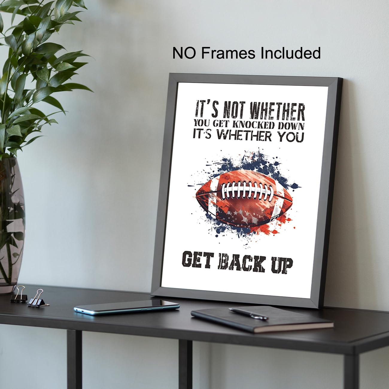 Póster deportivo de fútbol para decoración de pared, impresión artística de pared de fútbol (juego de 6 de 8 x 10 pulgadas), pósteres motivacionales para niños y hombres, decoración de dormitorio de