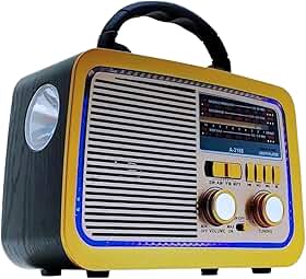 Rádio AM FM Retrô Vintage Portátil Bluetooth Bateria Recarregável Bivolt 110v 220v A-3188 Antigo a Tomada e Pilha com Lanterna Univerza (Preto)