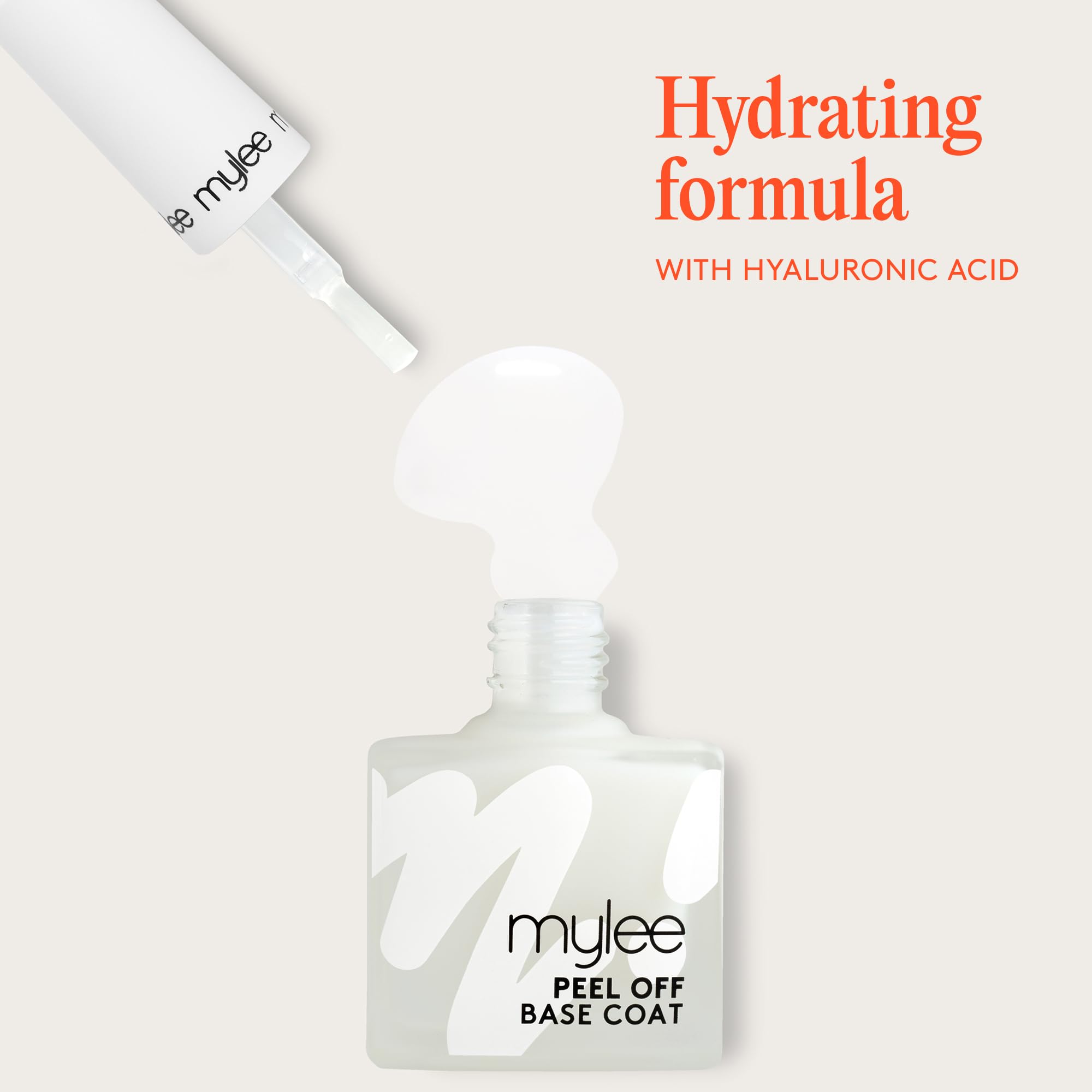 Mylee Base Coat Peel Off Ongles 10ml – Retrait Facile, Sans Acétone, Séchage Rapide, Vegan & Cruelty-Free, Idéal pour Paillettes, Gel & Nail Art – Protège les Ongles Naturels, Formule Pro