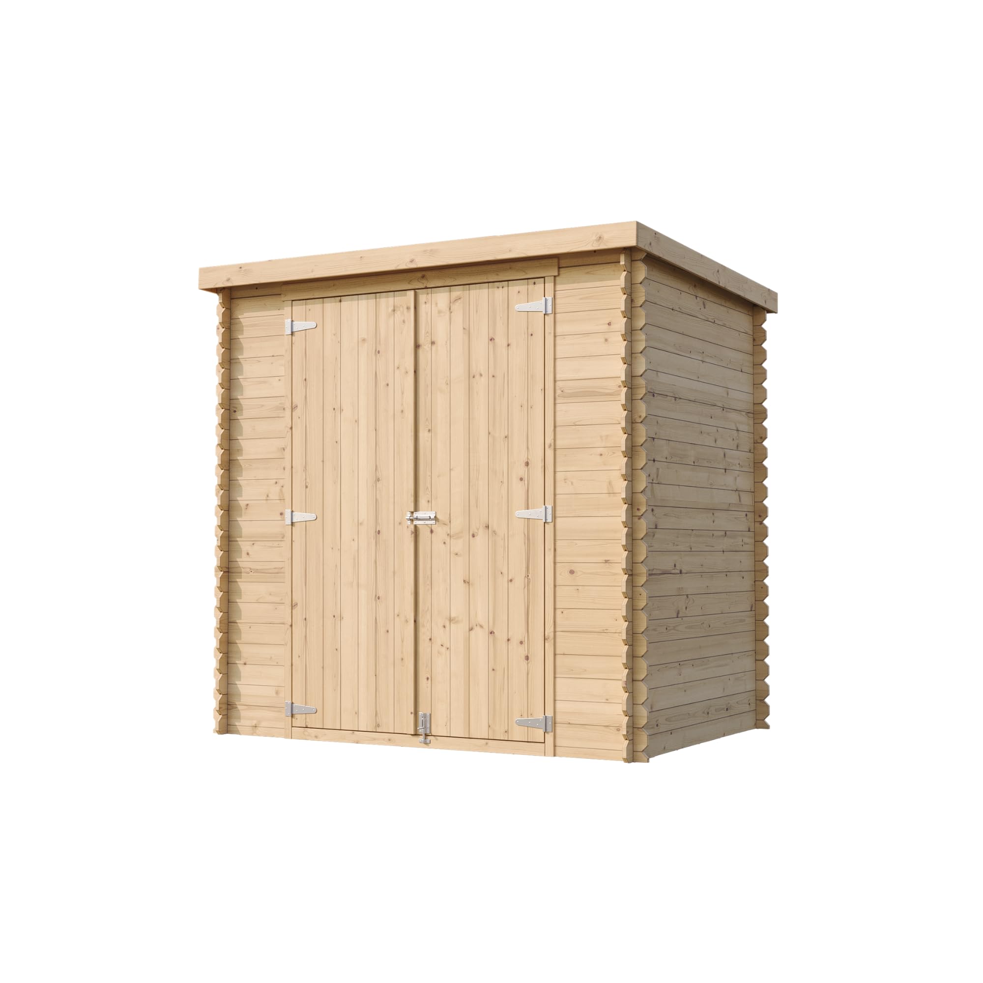 TIMBELA Drewniany domek ogrodowy 2,22 m², sosna/świerk, szopa na narzędzia o grubości ścianki 19 mm, drewniana szopa na narzędzia do narzędzi ogrodowych i rowerów, podwójne drzwi, bez dna - IMBELA