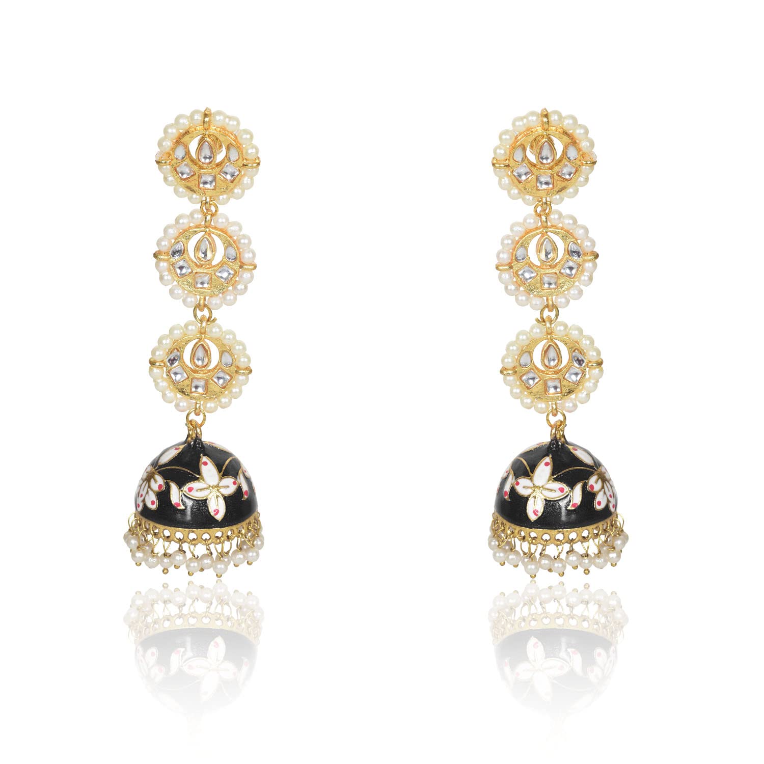 Nilus Collection Handmade Brass Meenakari Long Jhumka Earrings, Traditional Wedding Earings for Women and Girl (Black) (B0C5M2QVV1) Amazon Price History, Amazon Price Tracker