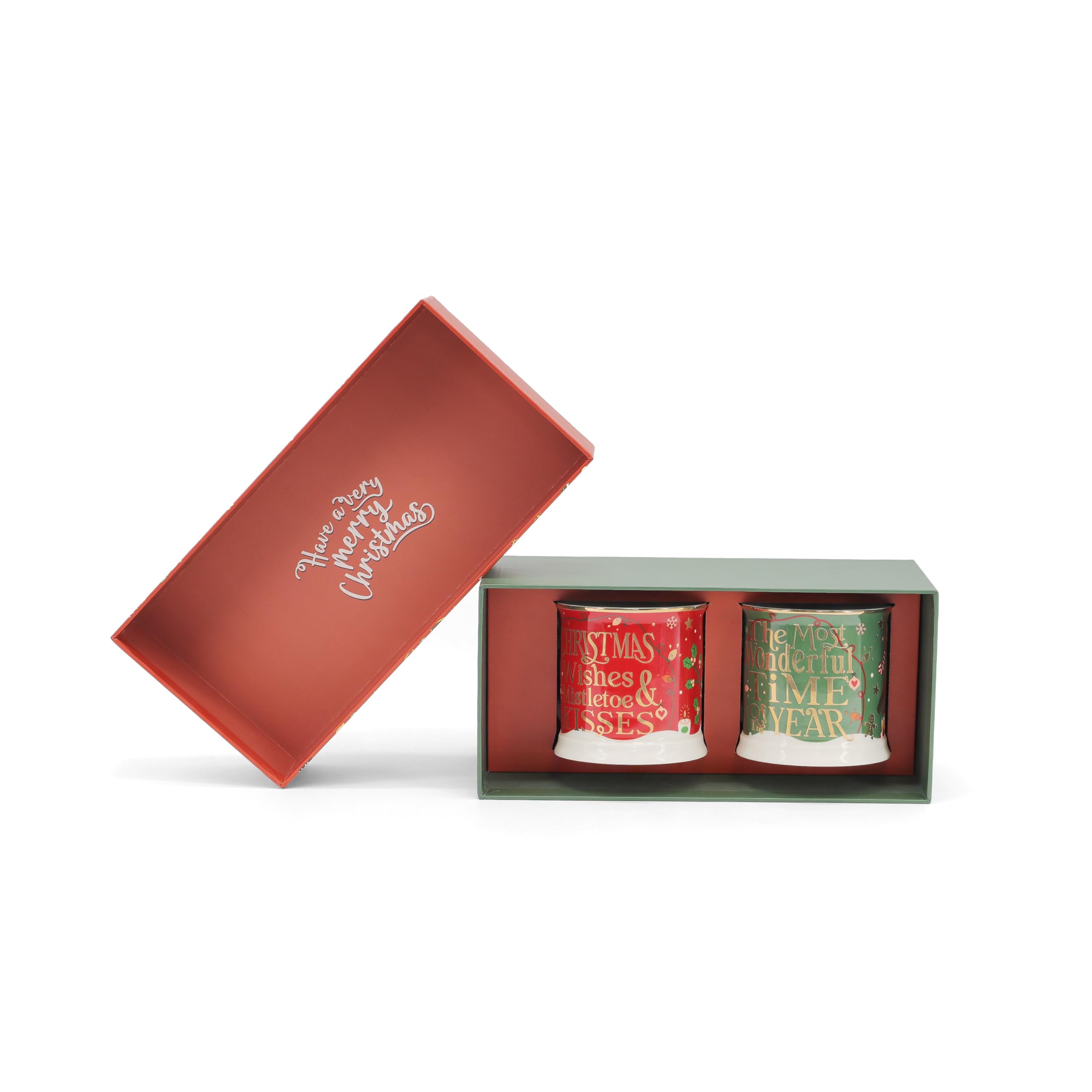 Mug de Noël design britannique et finitions soignées en lot de deux tasses de collection