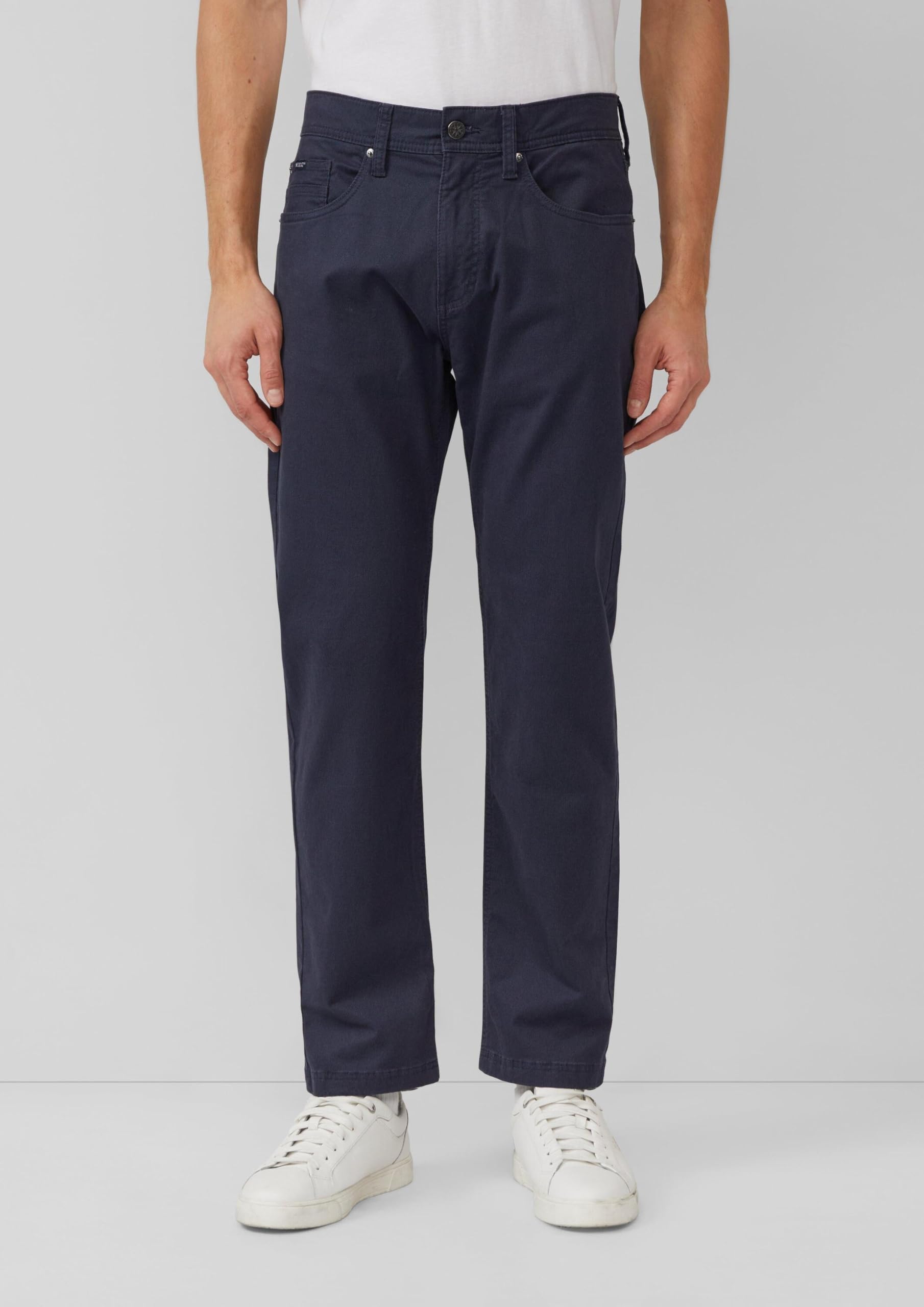 s.Oliver Regular Fit: Fein gemusterte Hose aus Baumwollstretch