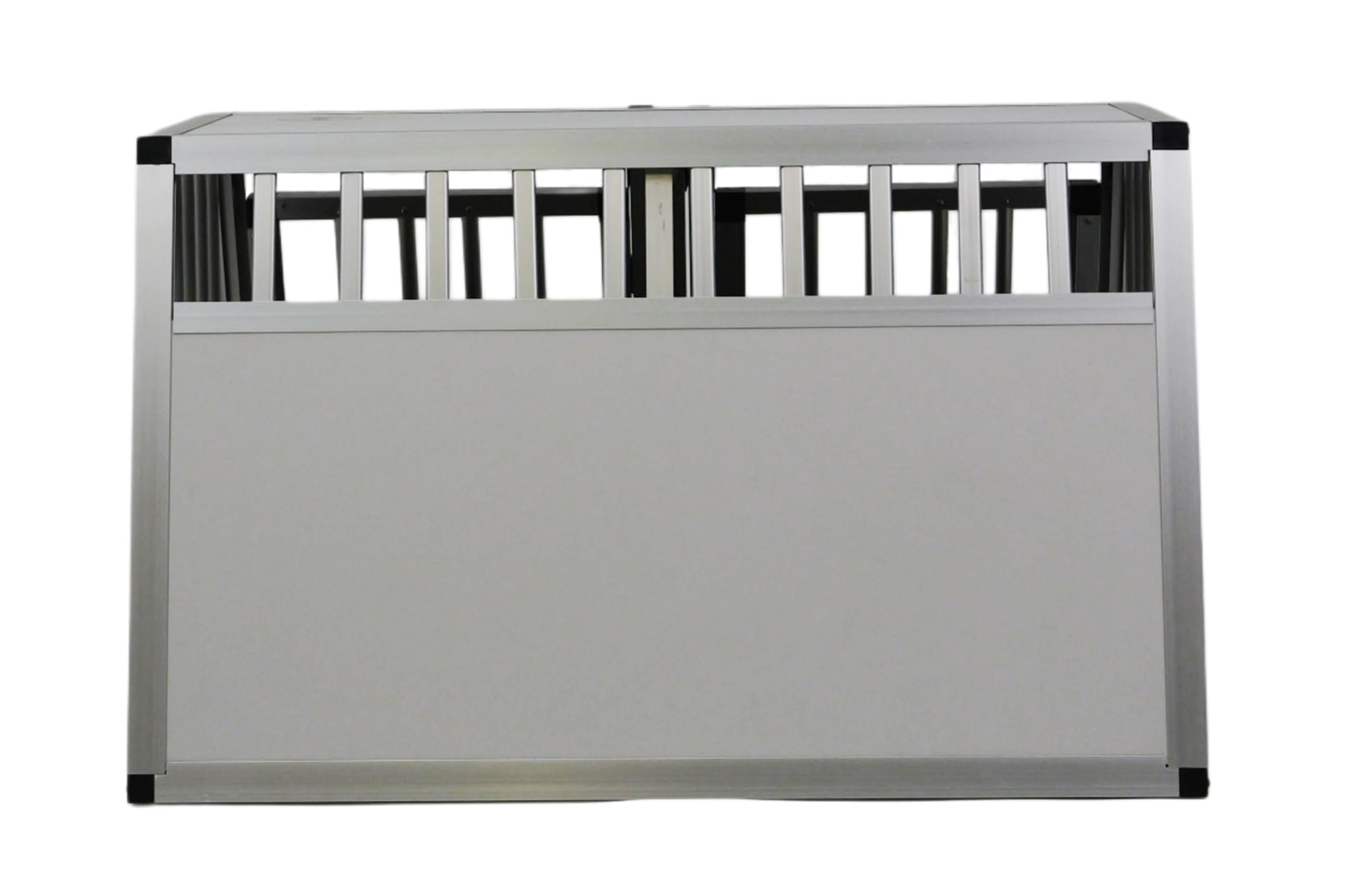 DOGHEAD Hundetransportbox Comfort, Double 90x65x55 cm EG, Grau/Silber, Aluminium, Vorne und hinten 75° Grad Winkel, Trennwand mit Griff