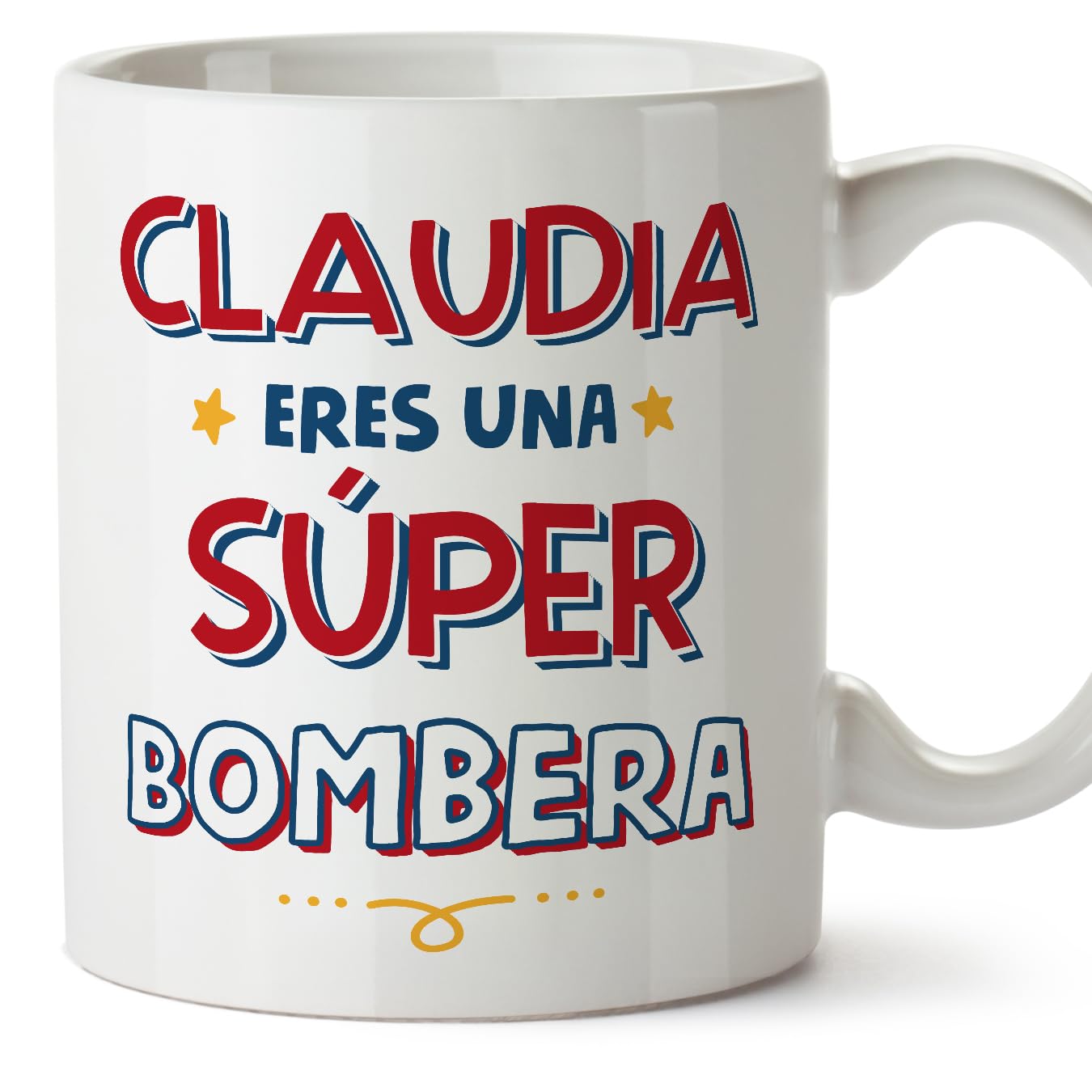 MUGFFINS Personalised Mug for Firefighter Woman - in Spanish - Eres Súper - Funny Custom Gift for Colleagues - Ceramic 11oz Mug