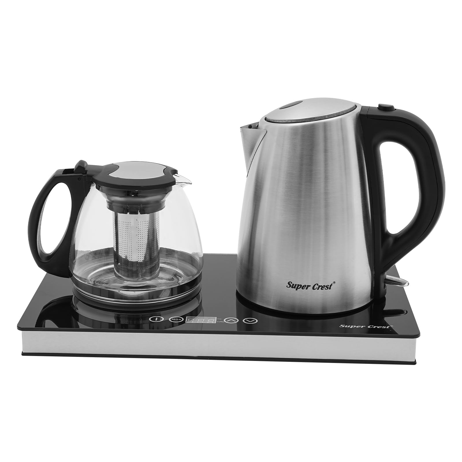 Hervidor eléctrico, 1800 W, hervidor de agua de acero inoxidable, hervidor de agua de doble quemador, 158-176 ℉, temperatura ajustable con pantalla LCD, filtro de cristal, hervidor de agua para café y