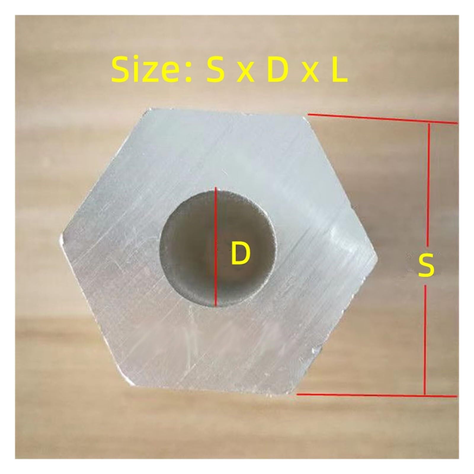 6063 Aluminium Sechskantrohr - Hohlstange für DIY Modelle(49cm-1pc,S-14-x-D-6-mm)