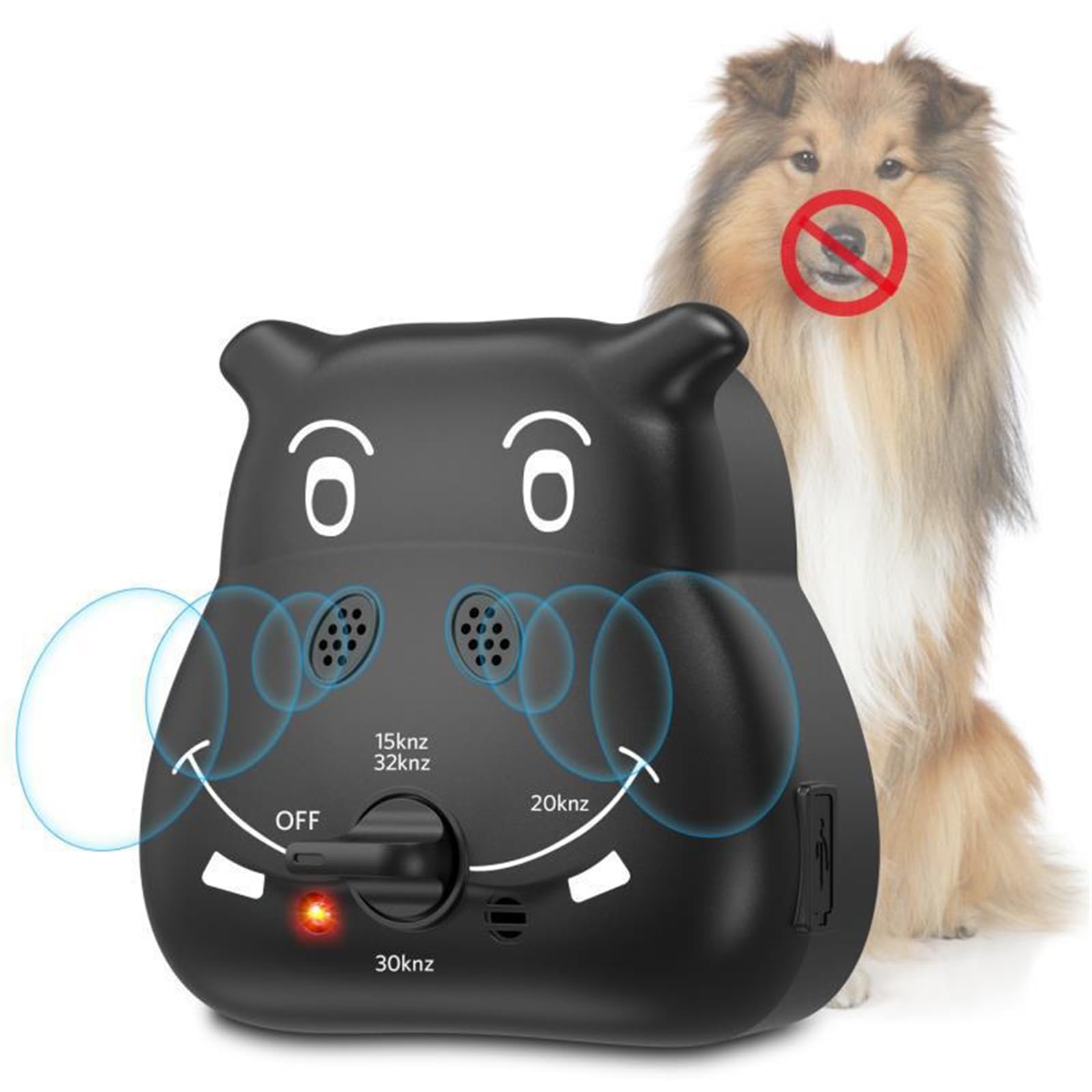 Kangnice Rechargeable Pet Antibarking Device Effective Dog Training with 4 Adjustable Model for Outdoor/Indoor