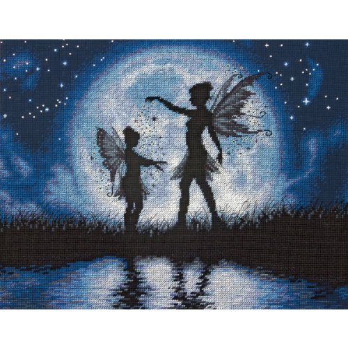 Dimensions Twilight Silhouette Fairy Counted Cross Stitch Kit, 14 Count Navy Aida, 14'' X 11'' #TOP1