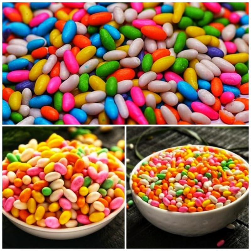 Image of MEWA KRUNCH Sugar Coated Saunf 1 kg | Sweet Colourful Fennel Seeds Mukhwas | Multicolour Saunf Mouth Freshener | Cake Decoration Saunf | After Meal Digestive Candy | Jar Pack