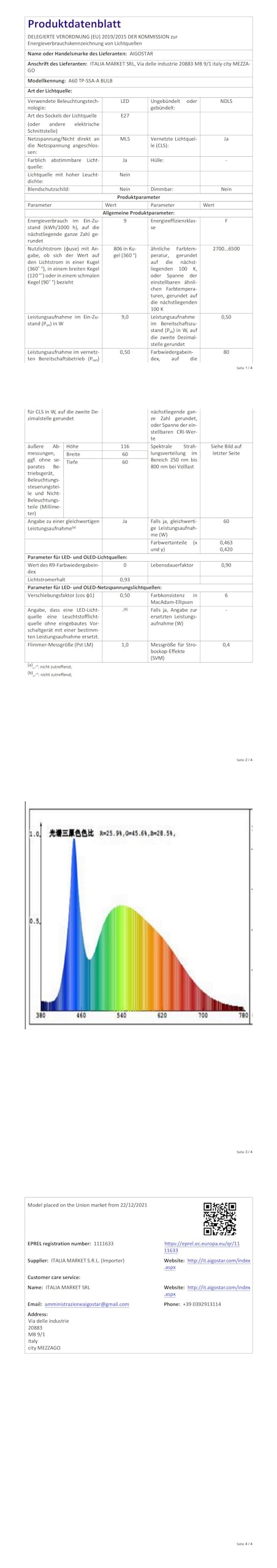 Aigostar - Lampadina Led smart A60 E27 attacco grande 9W， Funziona con Alexa e Google Home. Dimmerabile bianca 3000k - 6500k o RGB multicolore. Confezione da 6 Unità.