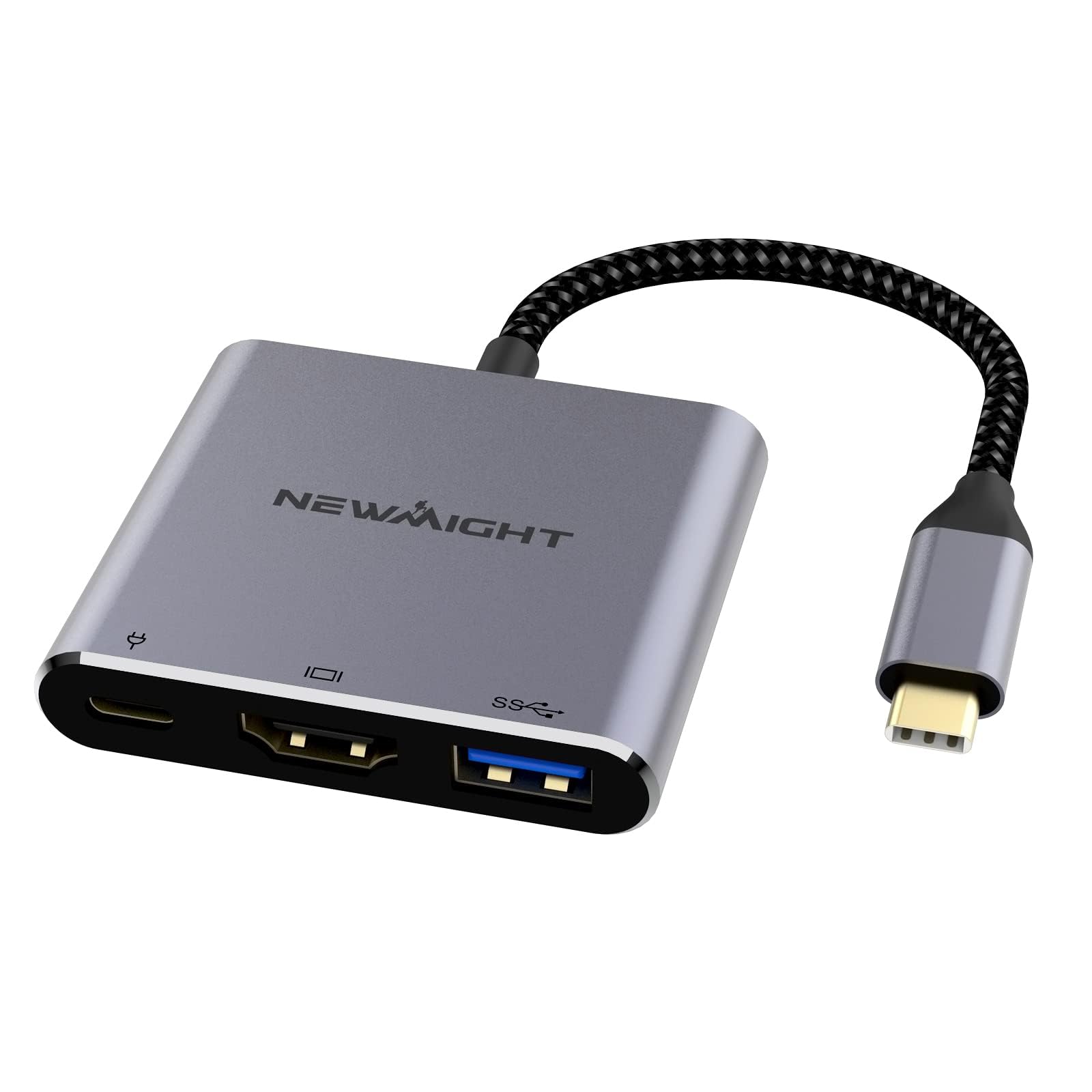 Adaptateur USB C vers HDMI 4K USB 3.0 Type C 100 W Newmight multiport AV numérique pour MacBook Pro Air iPad Pro