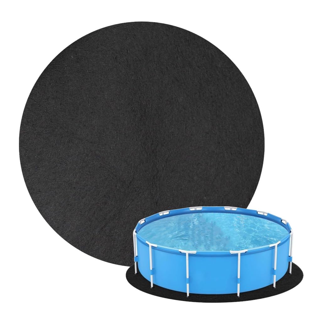 Pool Unterlage Outdoor, 12ft Poolmatten Schutzboden, Poolunterlage Rund, Pool Bodenschutzmatte, Faltbarer Poolmatten, Bodenschutzmatte für Aufstellpools, Schwarz