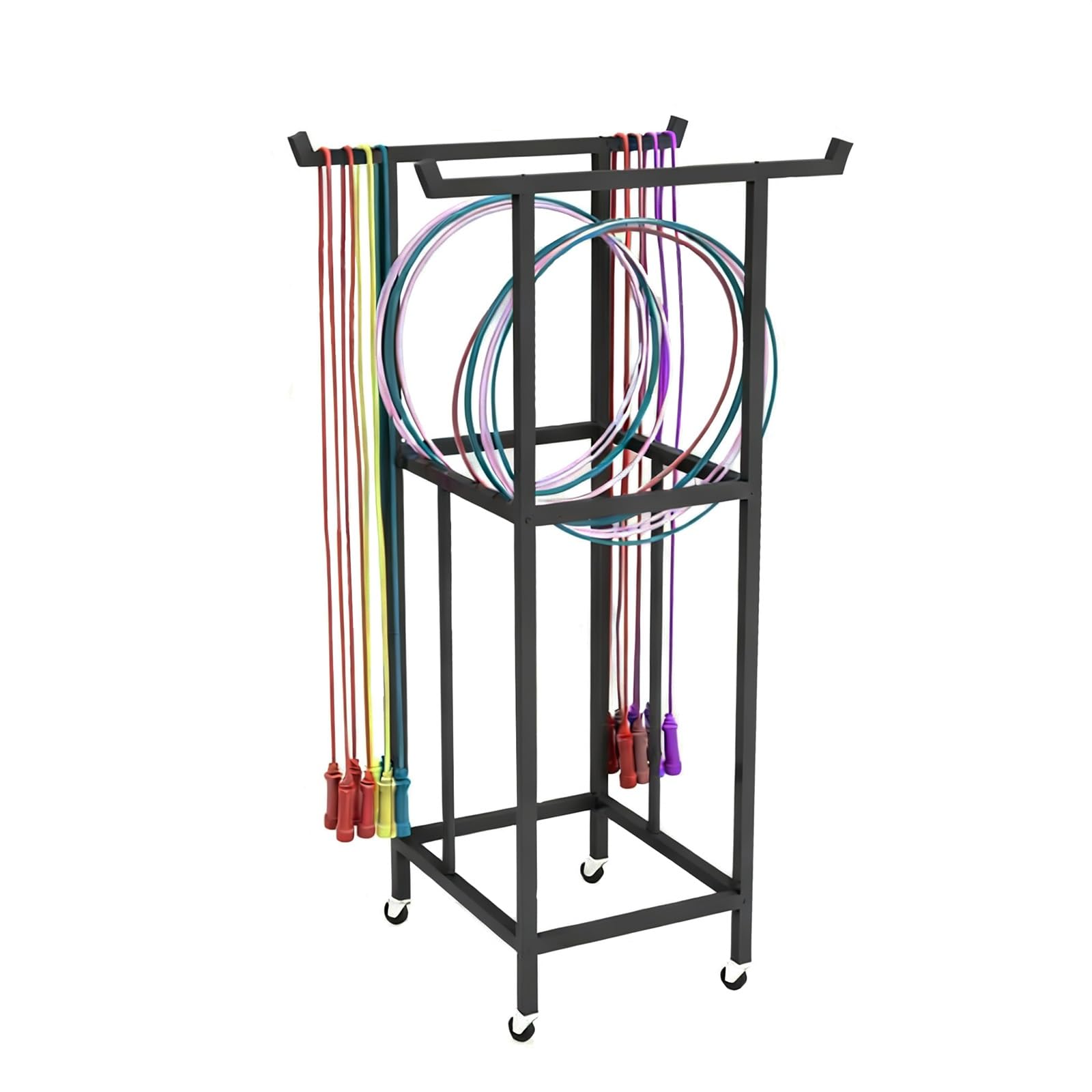 Supporto per Hula Hoop Supporto porta-hula hoop con ruote, organizer mobile per hula hoop per studio yoga, palestra, supporto salvaspazio per corda per saltare