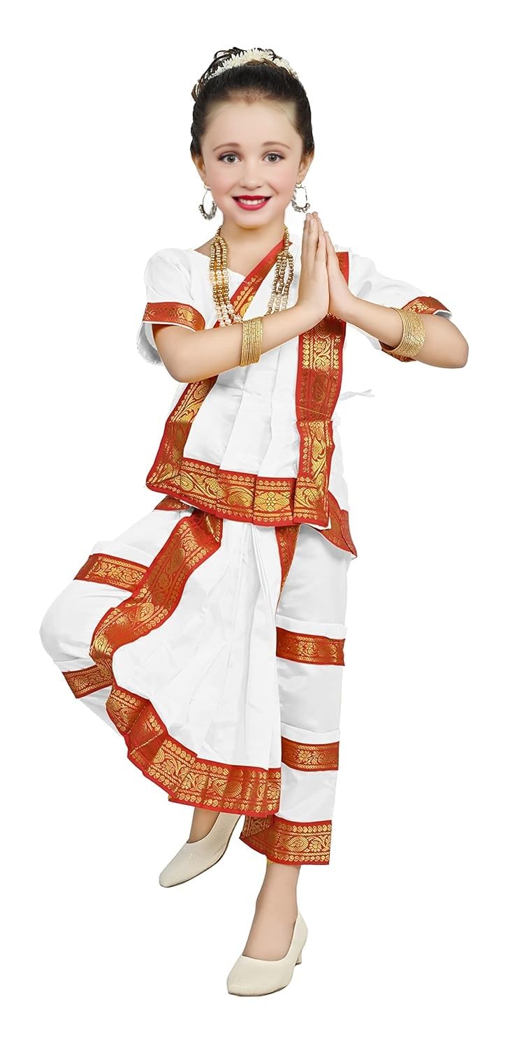 Baby & Sons Bharatnatyam dress/custom for Girls Fancy Dress/Costume Classical Dance Competitions/Annual Function (4-6 Years, White Saari) (B0CKXHM1JC) Amazon Price History, Amazon Price Tracker