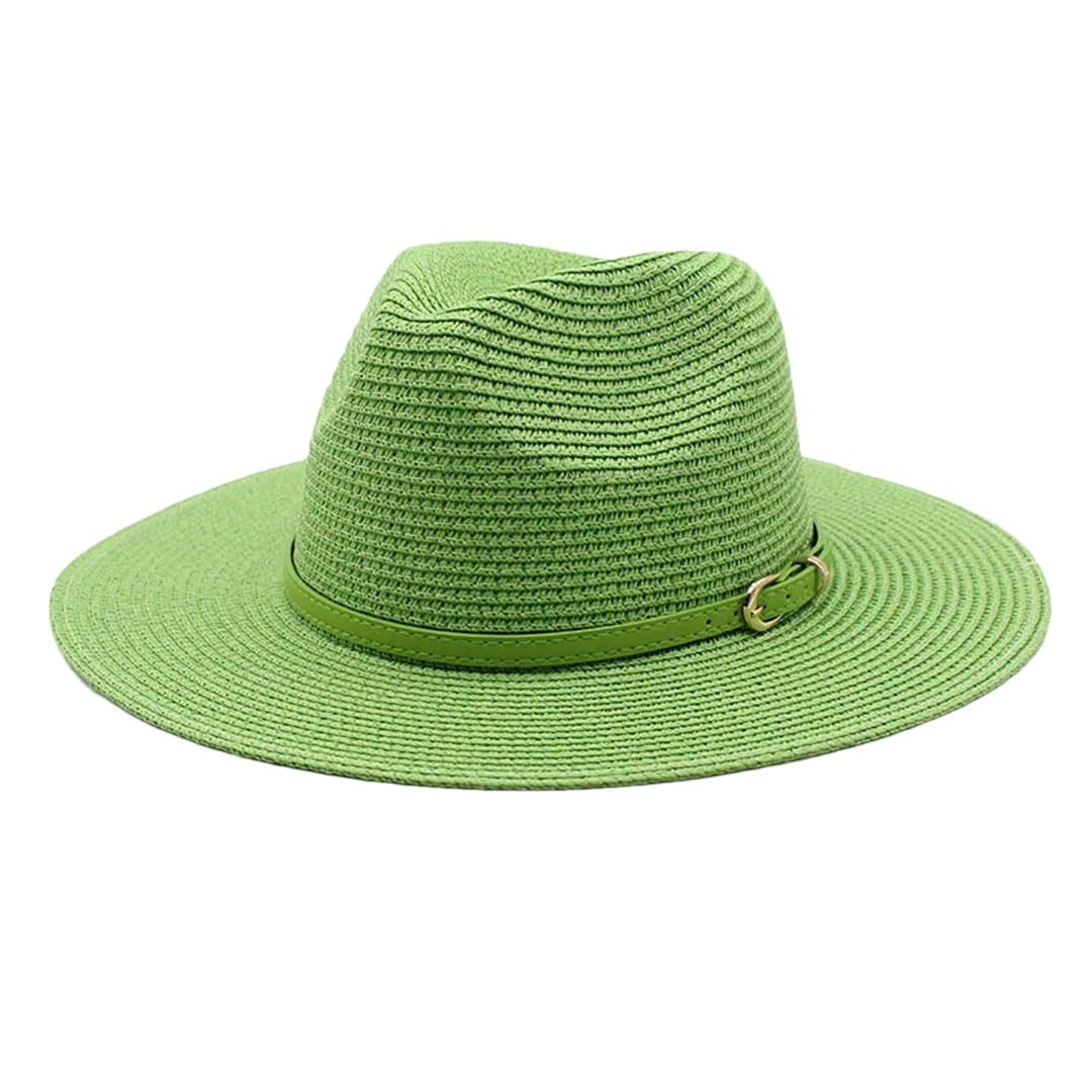 LCUVIMPEX Bucket Hats， Women's Wide Flat Brim Top Hat Straw Panama With Sun Protection And Belt Multicolor(Grass En8)