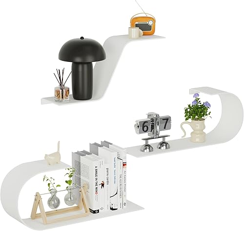 Miniatura 8 de Juego de 3 estantes flotantes negros, decoración de metal negro, estante flotante montado único, estante de pared largo moderno, estantes de pared