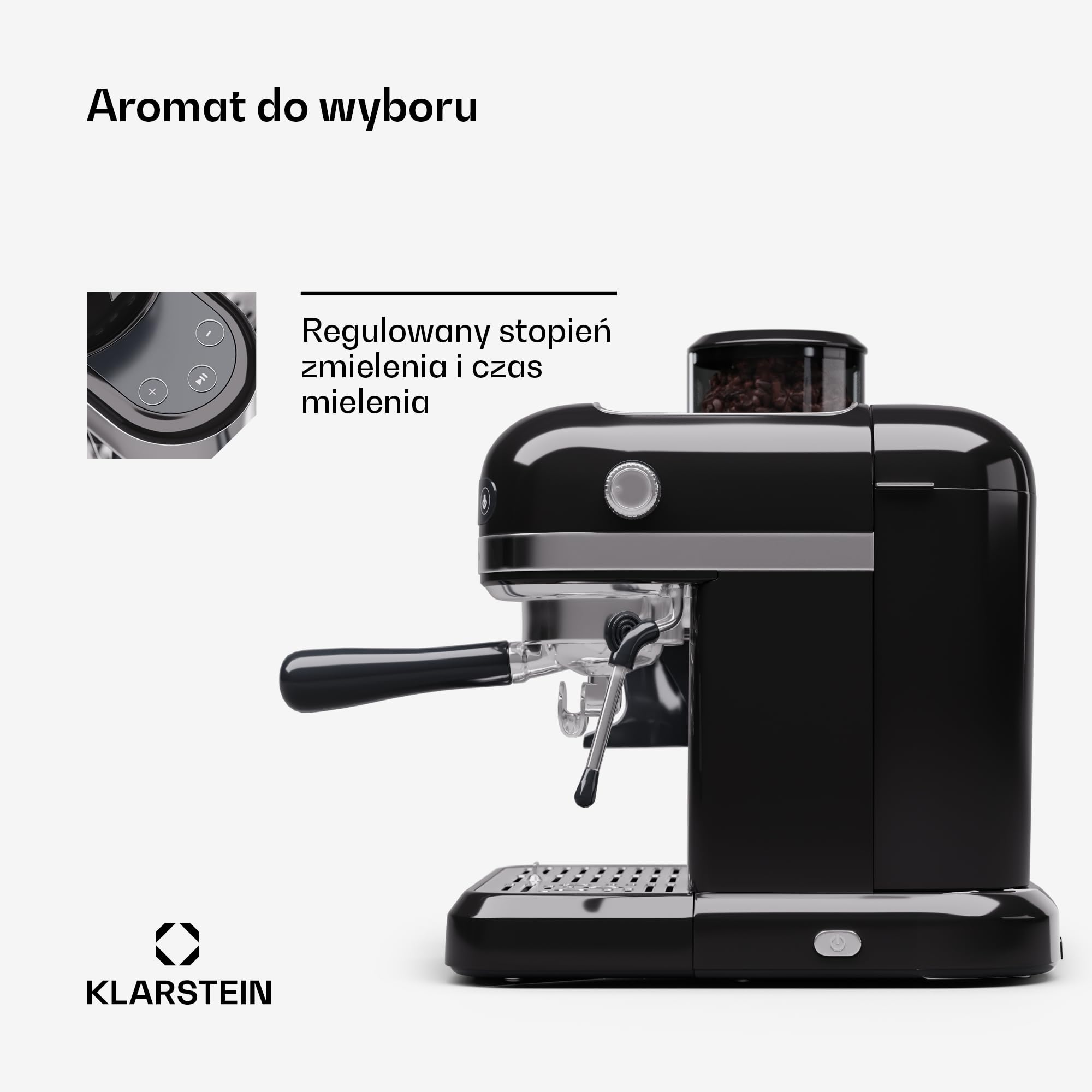 Klarstein Ekspres do espresso ze spieniaczem do mleka, 1,4 l retro mini ekspres do espresso z sitkiem, 1550 W, mały, zbiornik na mleko 0,5 l, blok termiczny, ekspres do kawy cappuccino