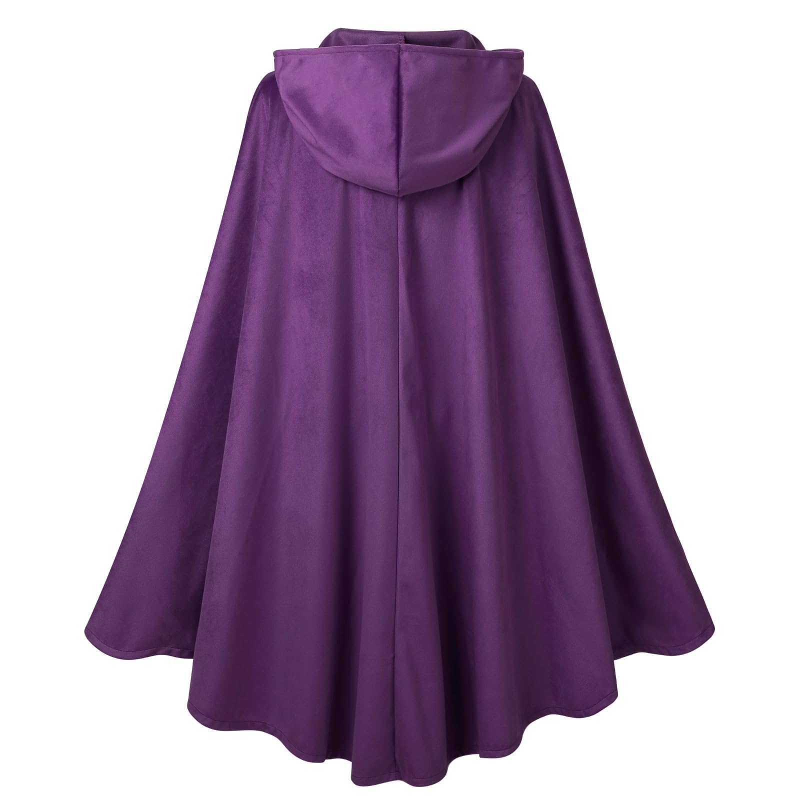 RRCBMD Mens Renaissance Medieval Hooded Cloak Victorian Steampunk Costume Cosplay Purple-130CM - Image 2