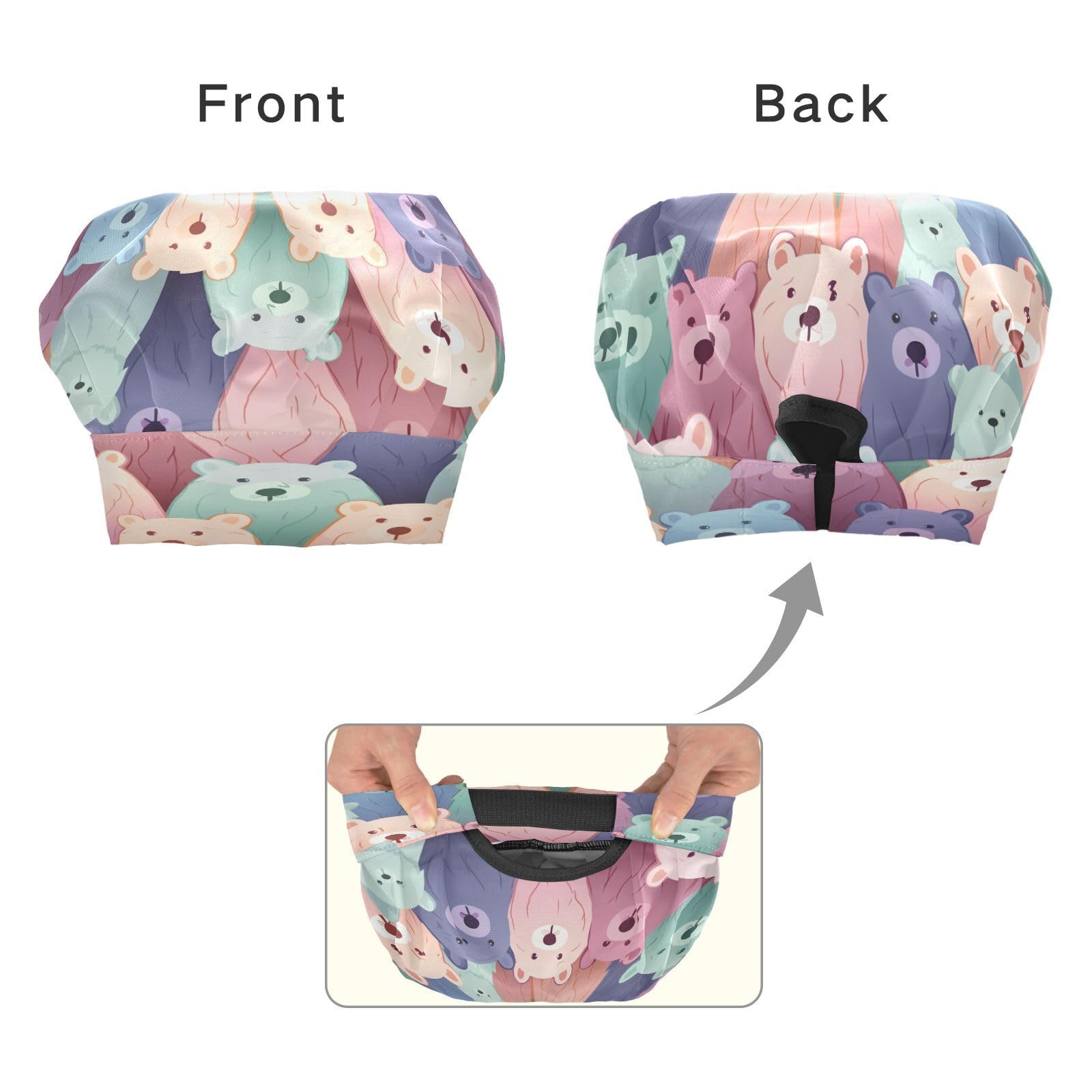 Bulletgxll Cute Bears Kids Apron and Chef Hat Set Adjustable Bib Aprons with Pockets for Cooking Baking Painting