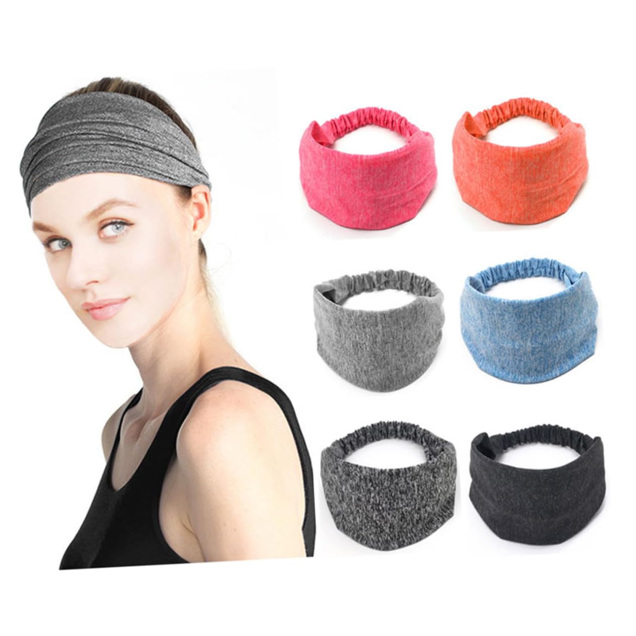 Housoutil 2 Set Di Fasce Per Yoga Da Donna Fasce Elastiche Per Sport Corsa Grigio Non Fluorescente 6 Pezzi*2