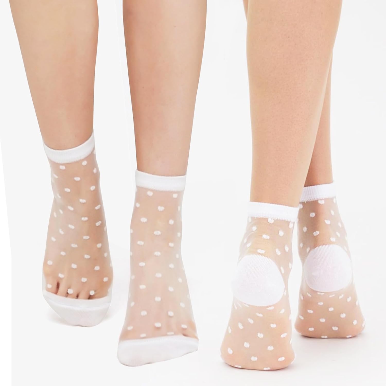 Women's Sheer Socks with Mesh Polka Dot Cute Casual Ankle Socks Ultra Thin Nylon Stocking 3-10Pairs - Image 6