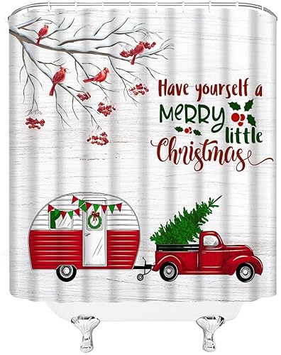 Miniatura 10 de Cortina de ducha con diseño de muñeco de nieve de Navidad, invierno, bosque de pinos, lindo muñeco de nieve azul, juego de cortina de baño con