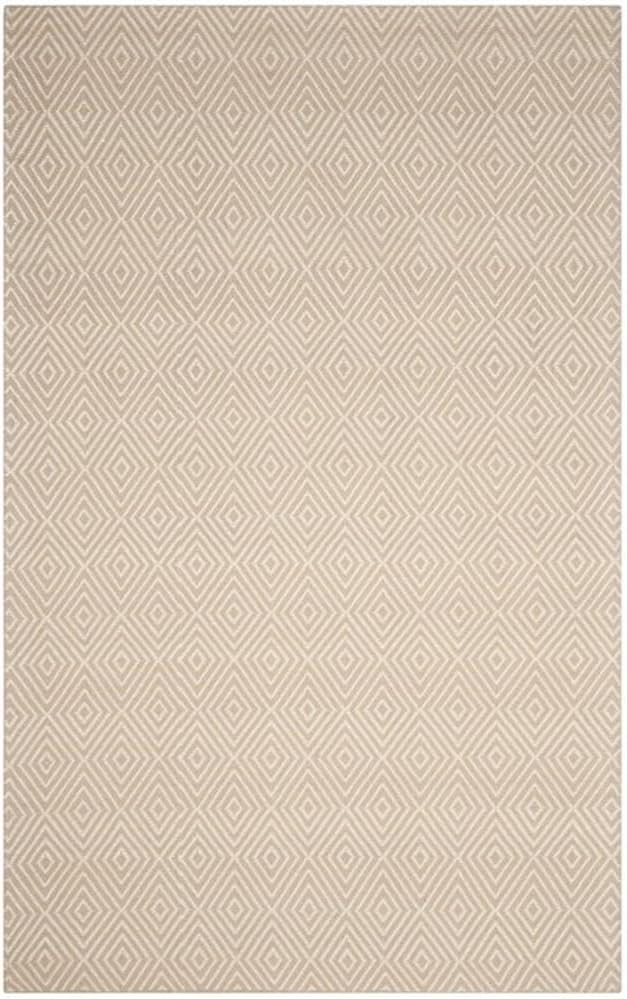 Beige and Ivory Rectangular Wool and Viscose Area Rug, 5' x 8'
