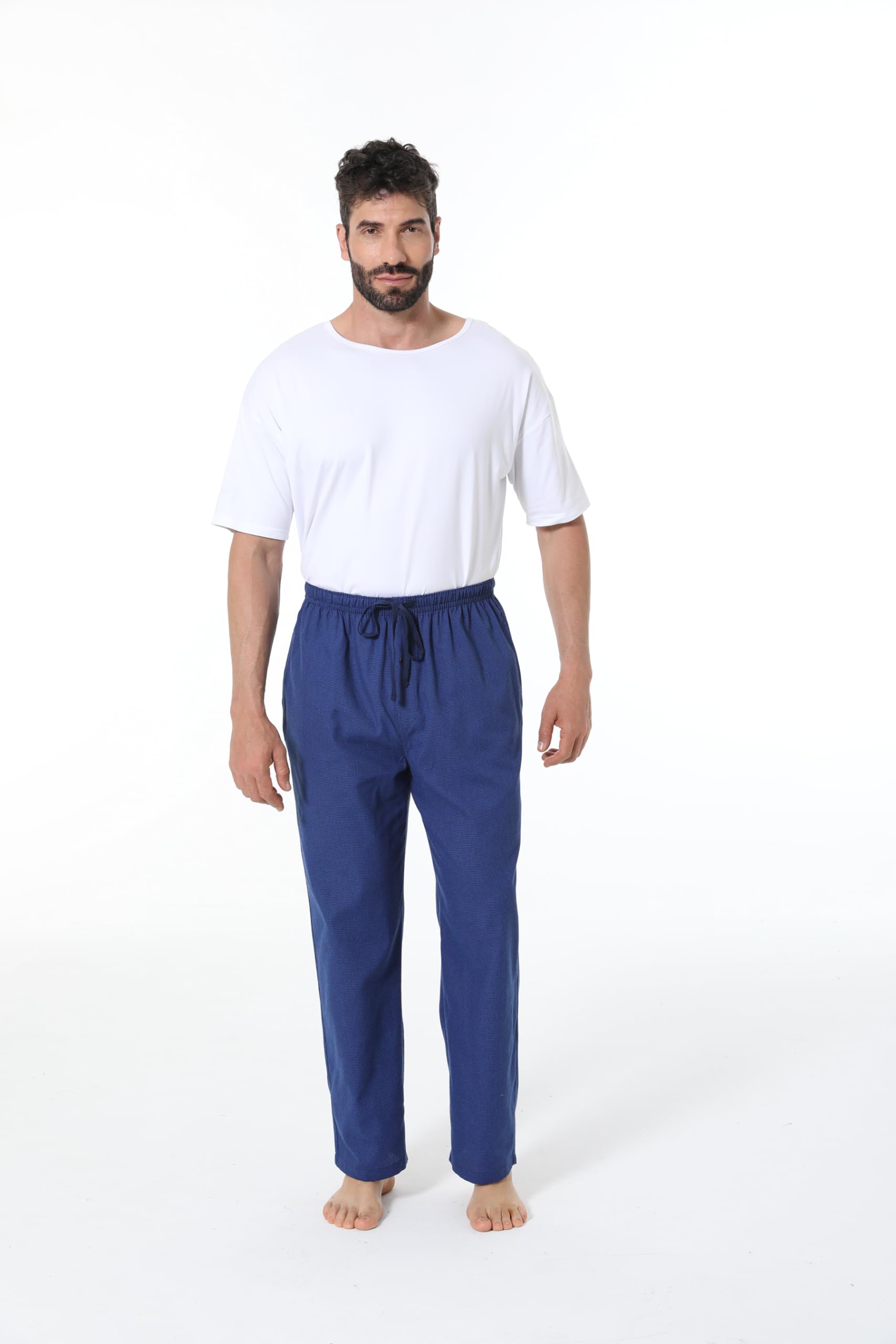 JupiterSecret Herren Baumwolle Pyjamahose Lang Schlafanzughosen für Herren Karierte Nachtwäsche 3er Packs