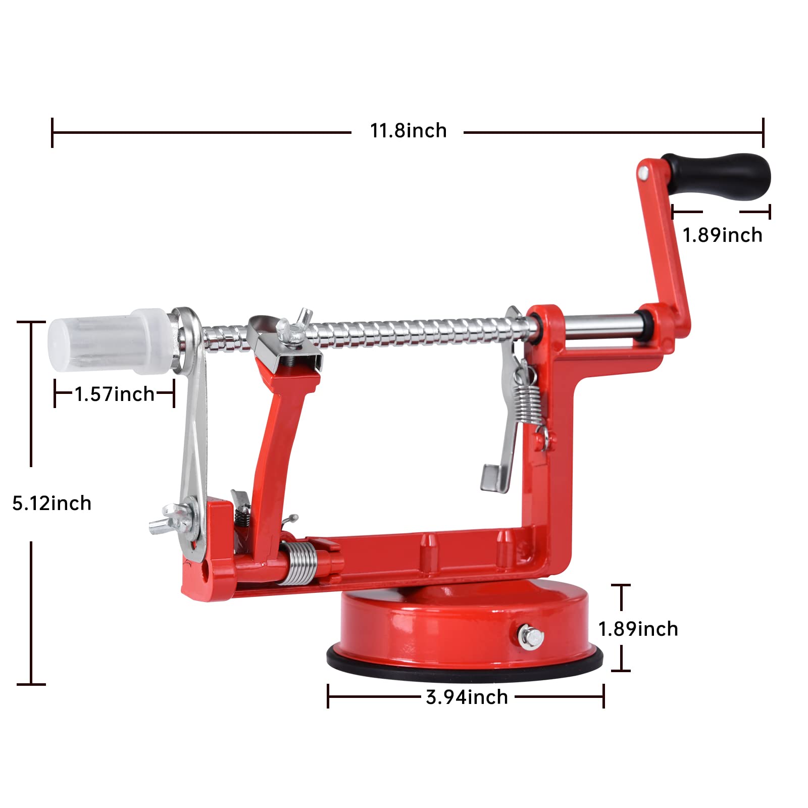 Apfelschäler, Edelstahl-Apfelentkerner Schäler, langlebig, robust, Druckguss-Magnesium-Legierung, Apfelschäler, Entkerner mit Saugfuß (rot)