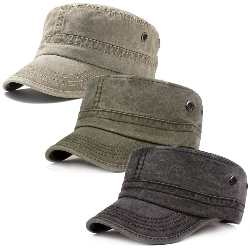 Cappellini militari da uomo in cotone con cappuccio piatto