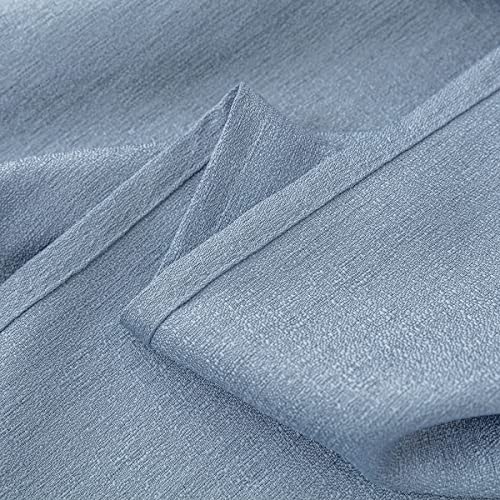 Yancorp Blue Curtains 63 Inch Length For Living Room 2 Panels Linen Textured Sheer Curtains Set Light Filtering Semi Sheer Drapes Curtains For Bedroom(Blue,W52 X L63) #TOP6