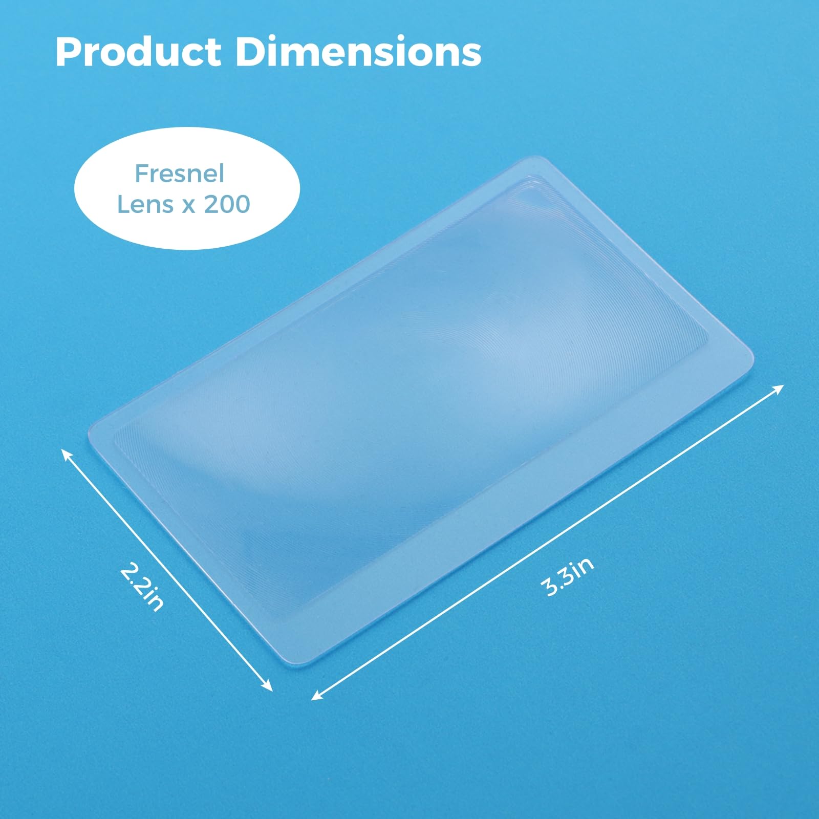200 lenti di Fresnel sottili, dimensioni di una carta di credito, 8,4 x 5,6 cm, strumento di ingrandimento portatile per leggere giornali e mappe, design sottile e leggero