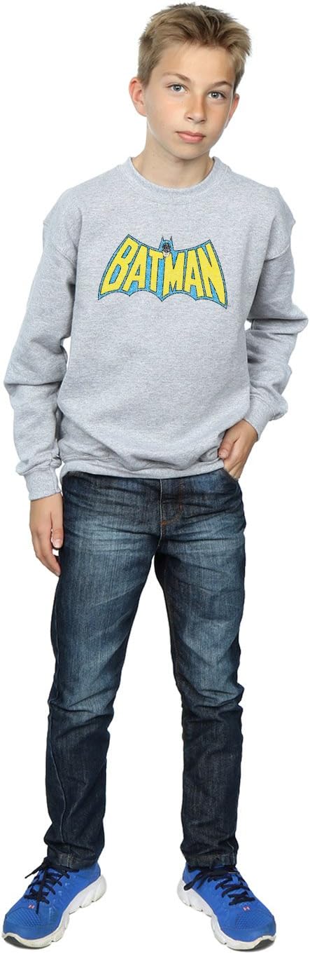 DC Comics Boys Batman Crackle Logo Sweatshirt 12-13 Years Sport Grey