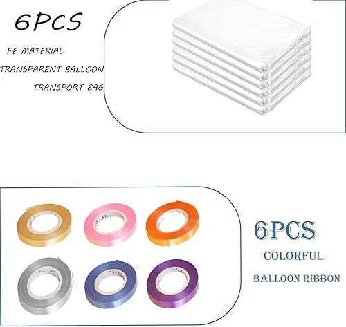 Miniatura 2 de ZHUDDONG 4 bolsas grandes para globos, bolsas de transporte de globos transparentes de 98.4 x 59 pulgadas, 4 cintas rizadoras, bolsas de globos para