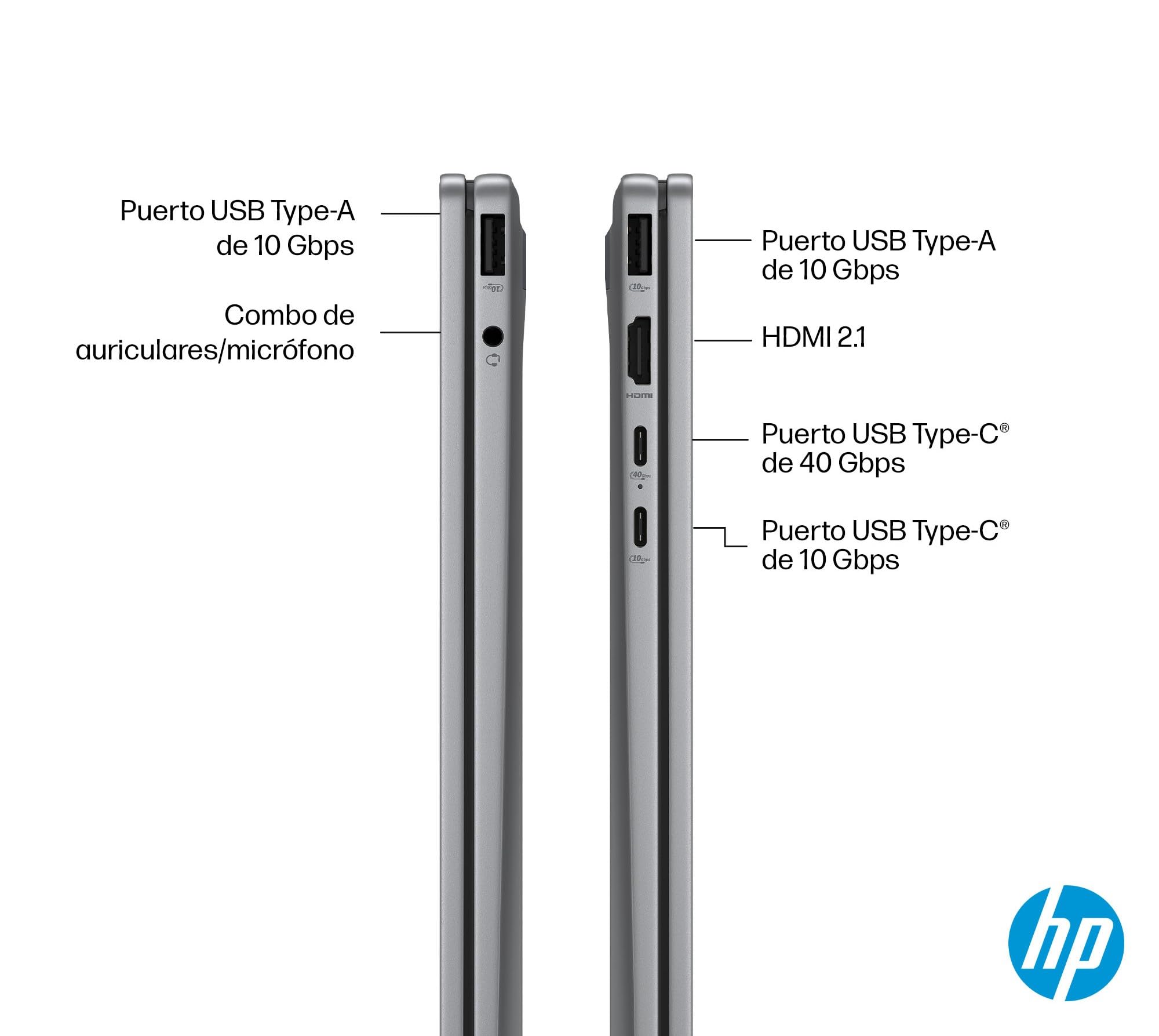 HP Omnibook X Flip - Ordenador portátil Convertible de 14" 3K OLED táctil Ryzen AI 7 350, 32GB RAM, 1TB SSD, AMD Radeon 860M Graphics, Windows 11 Home Silver - Teclado QWERTY Español