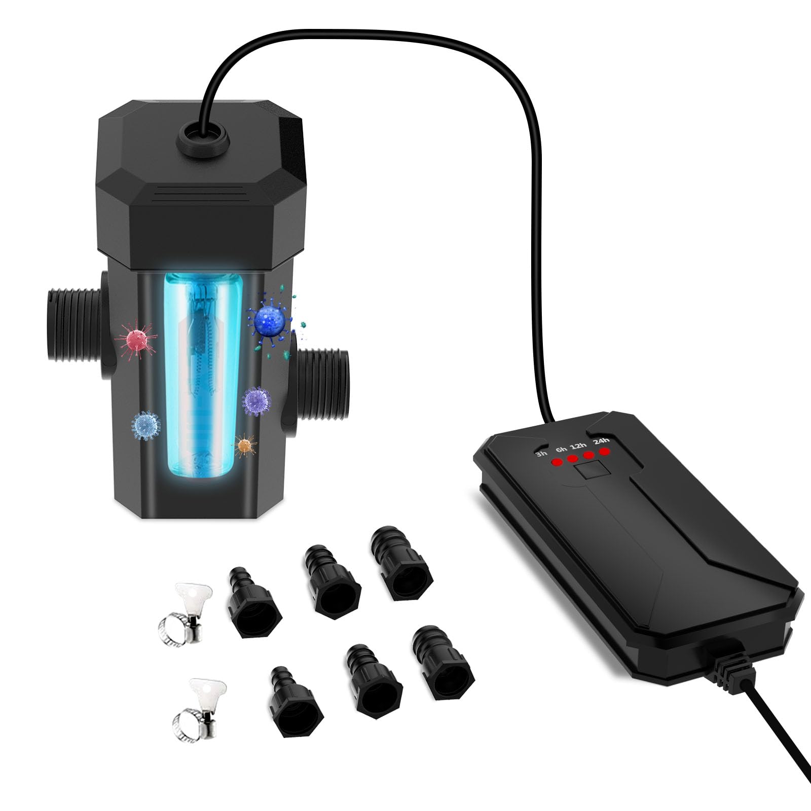 Aquarium Clean Light, Aquarium Filter Water Pump,Mini 3.5W Water Clean for Aquarium Filter with Timing Function,External Fish Tank Water Purification Lamp for Pond,Swimming Pool,Indoor