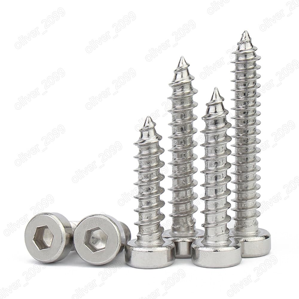 304 Stainless Steel Hex Socket Cap Head Self Tapping Screw with Low Head M2-M8 (M6 x 80mm, 10pcs)