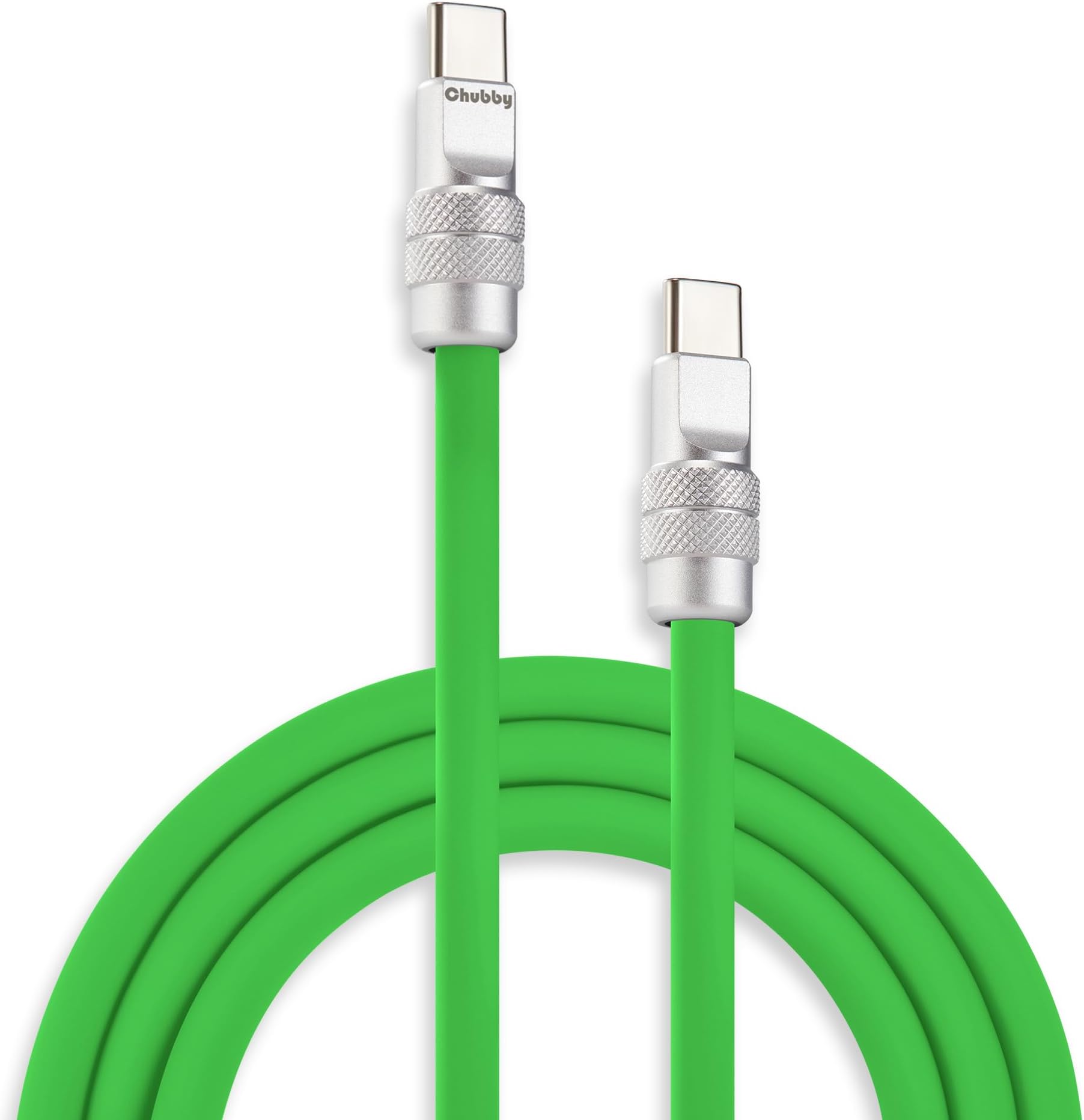 chubbycable Chubby 2.0 USB C 240W Fast Charging Cable Silicone Soft Durable USB C Cable Extra Thick Charger Cord Compatible with iPhone 17-15 Series iPad, Green, Type-C to Type-C, 6.6FT