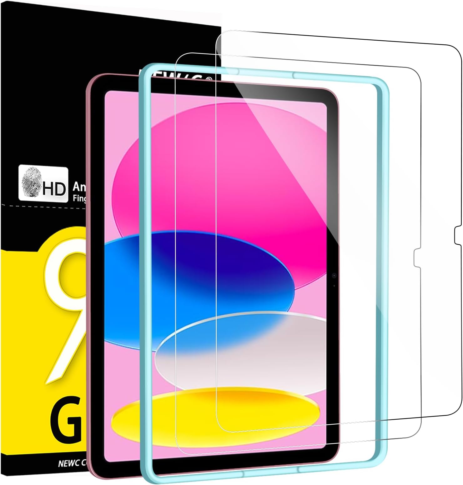 NEW'C 2 Pack Designed for iPad (A16) 11th Generation 2025, iPad 10th Generation 10.9 inches 2022 Screen Protector Tempered Glass, Bubble Free, Ultra Resistant (Easy Installation Frame)