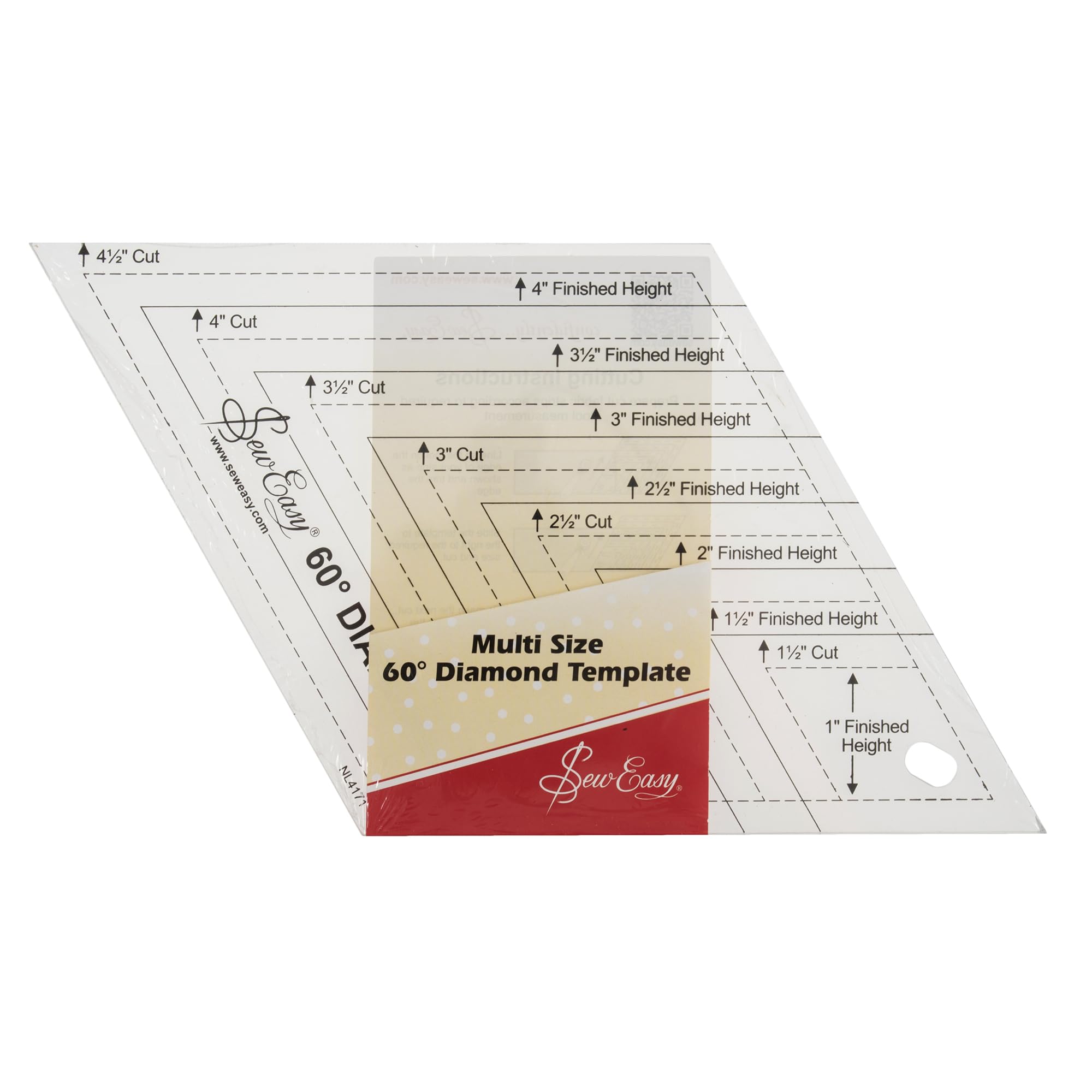 Sew Easy Diamond Quilting Template – 1 – 4.5” Quilting & Patchwork Rule for Applique Sewing, Transparent Acrylic Non-Slip — image 1