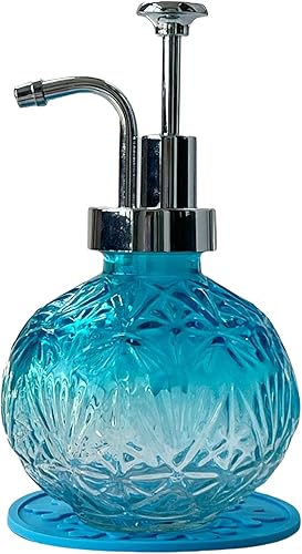 Dispensador de jabón vintage para baño, dispensador de jabón de cocina de vidrio con bomba, estilo rústico antiguo, bonita decoración rústica