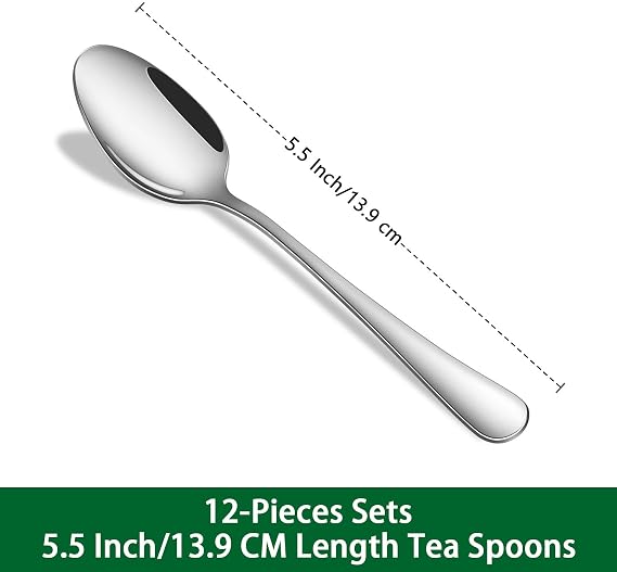 Small Teaspoon,5.5 Inches Stainless Steel Tea Spoons Set of 12,Espresso Spoon,Durable Dishwasher Safe Small Coffee Spoons,Mini Demitasse Spoon for Dessert