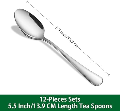 Small Teaspoon,5.5 Inches Stainless Steel Tea Spoons Set of 12,Espresso Spoon,Durable Dishwasher Safe Small Coffee Spoons,Mini Demitasse Spoon for Dessert