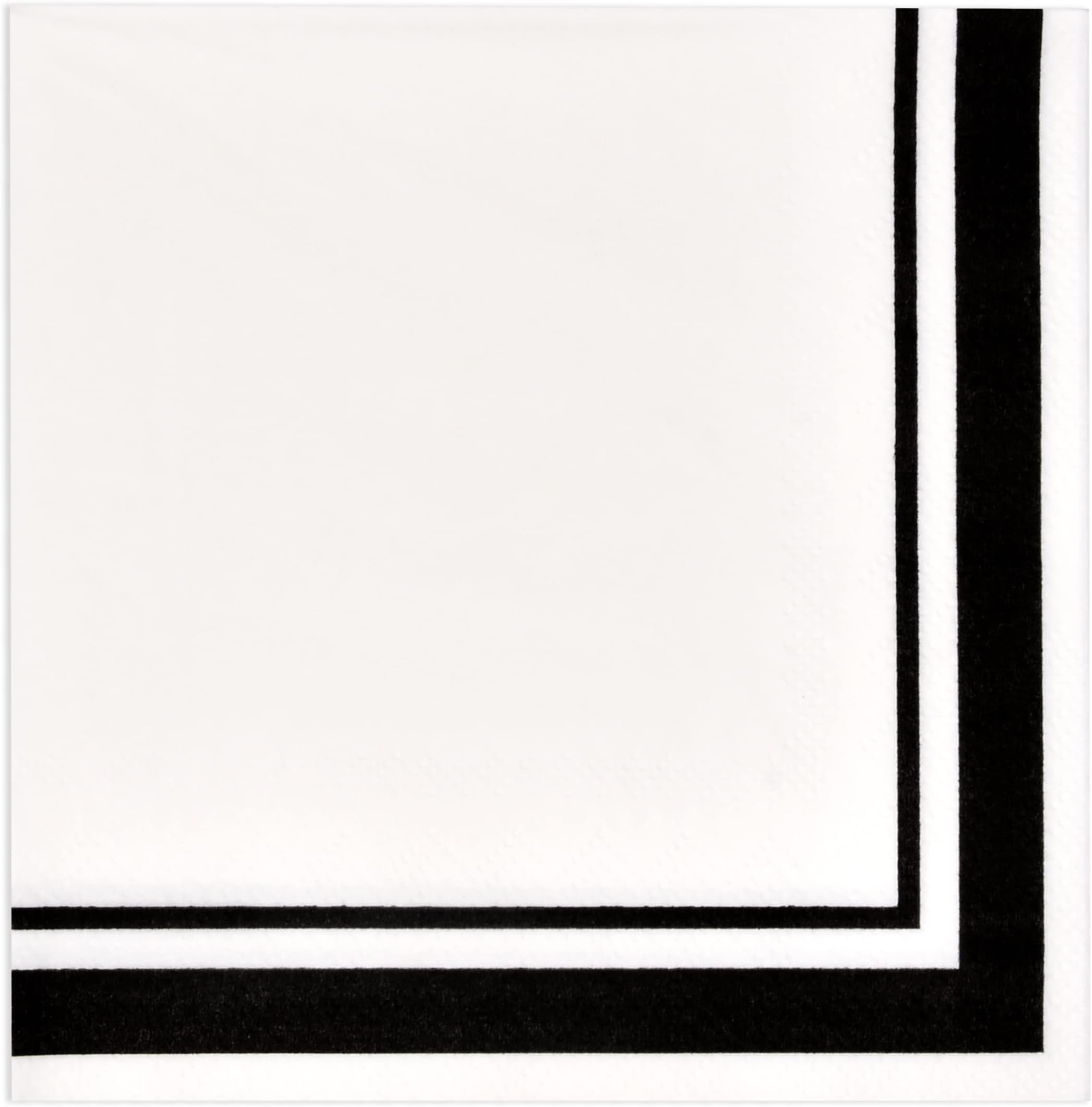 120 Black and White Cocktail Beverage Napkins 3 Ply Black Trim Stripe Disposable Paper Dessert Napkin for Wedding Holiday Baby Shower Graduation Table Setting Party Supplies Decoration