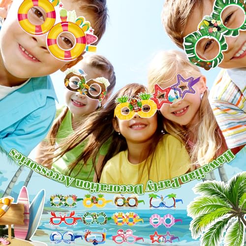 Lot de 12 paires de lunettes décoratives pour fête hawaïenne - En papier - Pour fête - Pour la plage, l'été – vue 6