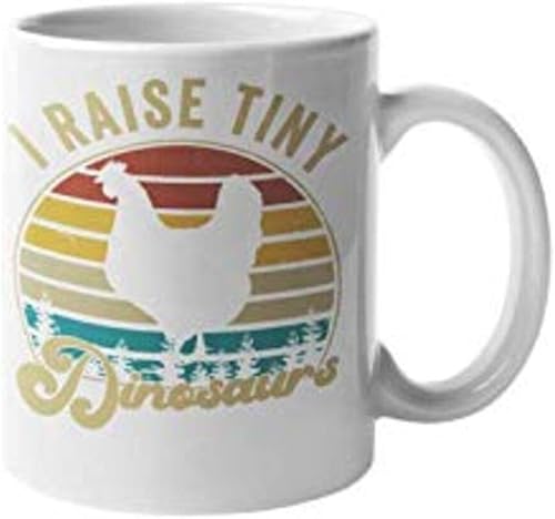 Miniatura 1 de Taza de café de pollo I Raise Tiny Dinosaurs Gallo Granja Divertida Linda Motivación Inspiración 11 oz Taza de cerámica blanca CMP00149