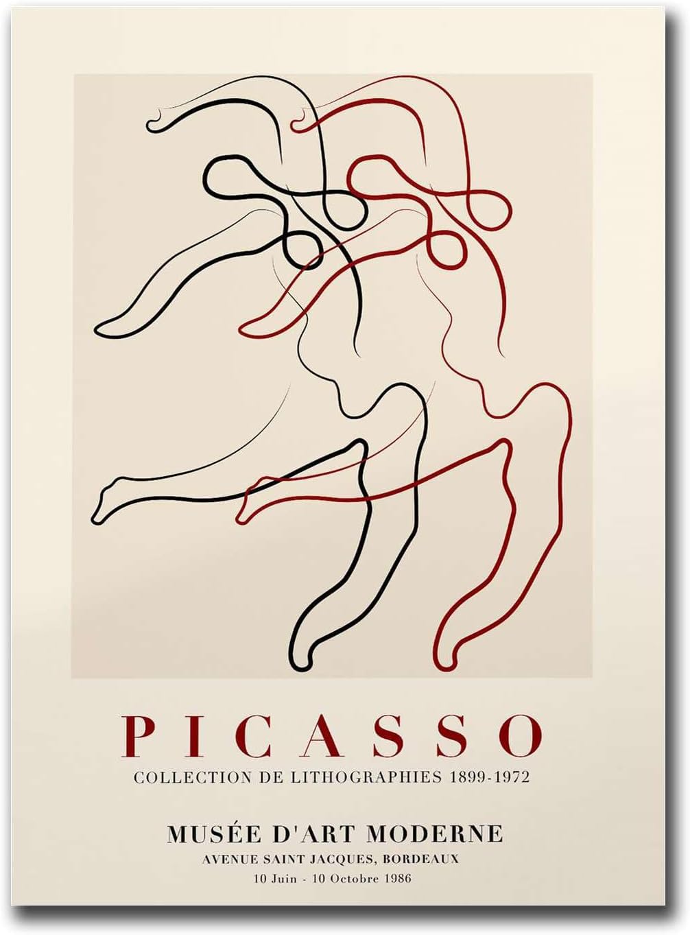 ZZYGGN GMGSW Pablo Picasso Prints Two Dancers Line Canvas Painting Pablo Picasso Poster Abstract Wall Art Abstract Picture for Office Decor 40x55cm Frameless